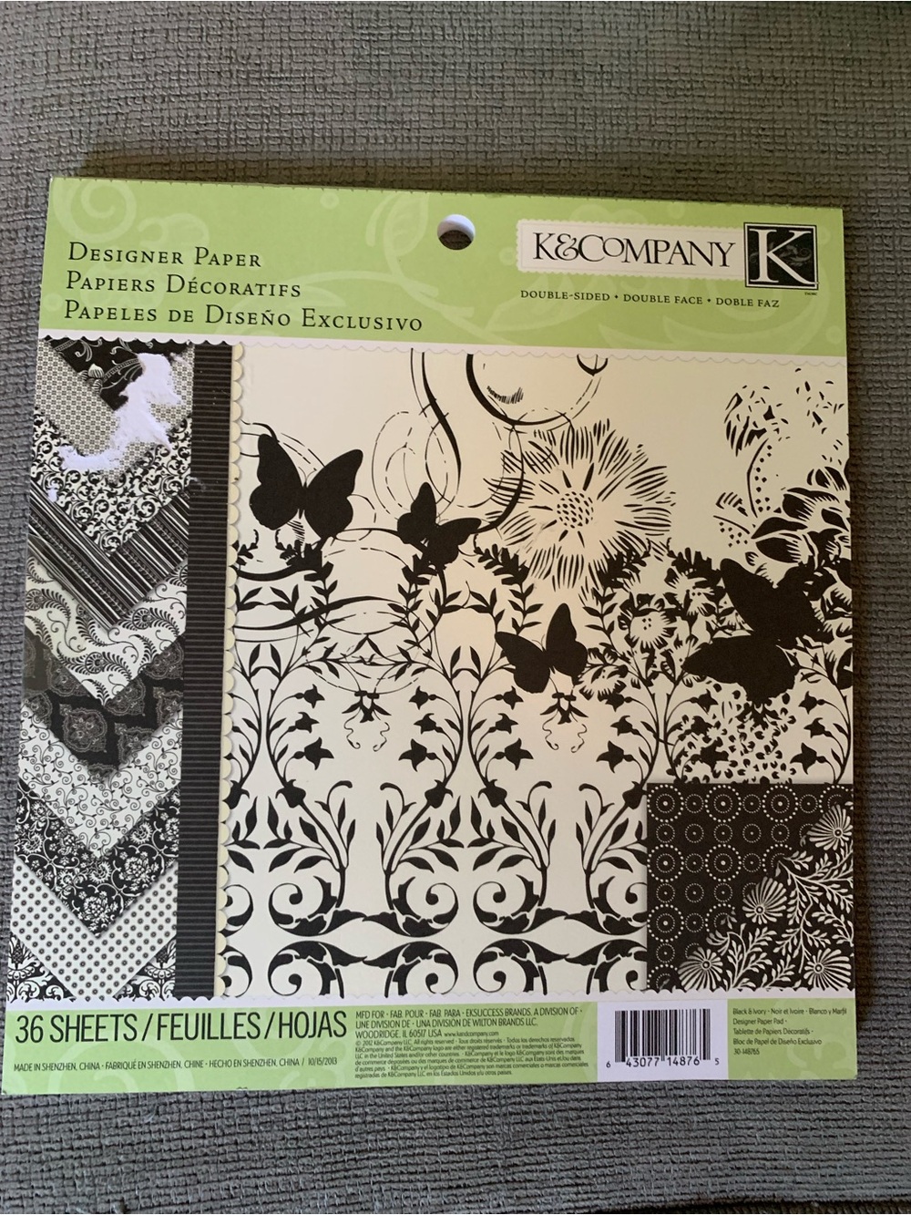 K & Company 36 Double Sided Designer Paper Pad - Floral Butterflies